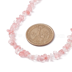 Collana con perline di vetro sintetico al quarzo ciliegia&nbsp;NJEW-JN04615-02
