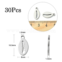 ステンレスペンダント201個  シェルチャーム  ステンレス鋼色  16.5x8x1.4mm  穴：1.8mm&nbsp;STAS-CJC0006-05