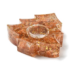 天然サンストーンと樹脂のキャンドルホルダー型  クリスマスツリー  110x110x31mm  内径：45mm&nbsp;DJEW-H012-03F
