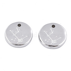 変色しない316サージカルステンレススチールチャーム  星座とフラットラウンド  ステンレス鋼色  牡牛座  10x2mm  穴：1mm&nbsp;STAS-S116-418A-P
