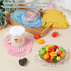 5 шт. 5-х цветные хлопковые коврики для чашек в технике макраме&nbsp;AJEW-MB0001-03
