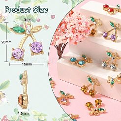 32шт 8 цвета подвески из сплава со стразами&nbsp;ALRI-CJ0001-07