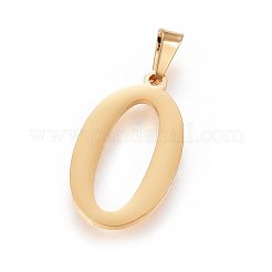 304ステンレススチールペンダントとスタッドピアスジュエリーセット  アルファベット  文字.o  20~23x13~19x1.5mm  穴：6x3mm  6~10x6~9x1mm  ピン：0.8mm&nbsp;SJEW-P099-15G
