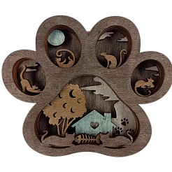 Décorations d'affichage de pions de chat en bois sculpté&nbsp;PW-WGAF6B7-01