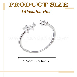 1pc lettre laiton strass ouvert manchette anneaux pour femmes&nbsp;AJEW-LP0004-47H-S