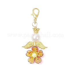 Подвеска-украшение из искусственного жемчуга в виде цветка из акрила и АБС-пластика HJEW-JM03529-02