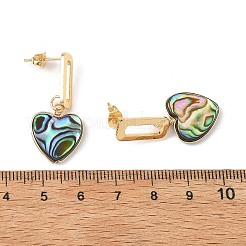 Herzförmige Ohrstecker mit Abalone-/Paua-Muschelperlen&nbsp;EJEW-JE07317