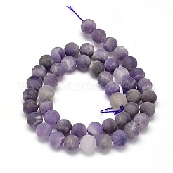 Gefrostet natürlichen Amethyst runde Perle Stränge&nbsp;LS-G-L357-6mm-07