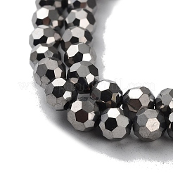 ファセット (32 ファセット) 電気めっきガラス ビーズ 連売り  ラウンド  銀メッキ  6x5mm  穴：1mm  約88~91個/連  19.49~20.08インチ（49.5~51cm）&nbsp;X-EGLA-R042-6mm-06