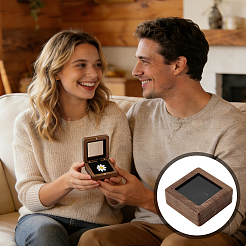 Cajas magnéticas para guardar broches de madera con ventana acrílica&nbsp;CON-WH0085-244