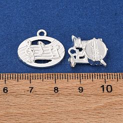 20スタイルの合金ペンダント20個セット  楽器チャーム  銀  14~30x7~19x1~6mm  穴：1.2~2mm  1個/スタイル&nbsp;FIND-C069-05S