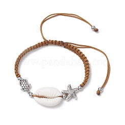 Плетеные браслеты из бисера из натуральной раковины каури для женщин&nbsp;BJEW-JB11765-04