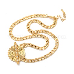 304 нержавеющая сталь кристалл горный хрусталь плоская круглая подвеска витая цепочка ожерелья для женщин&nbsp;LS-STAS-Z117-11G