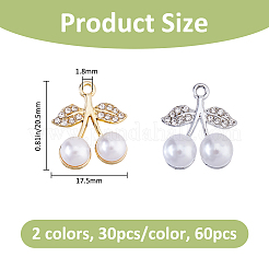 60шт 2 цвета подвески из сплава со стразами&nbsp;FIND-FH0016-93