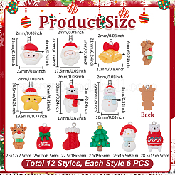 72шт 12 стиля рождественская тема непрозрачные подвески из смолы&nbsp;RESI-UN0001-11