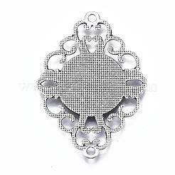 Plata antigua rombo filigrana aleación estilo tibetano cabochon base del conector&nbsp;TIBE-M022-08AS