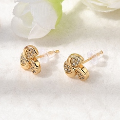 Серьги-гвоздики в форме спирали из латуни с прозрачным кубическим цирконием&nbsp;EJEW-A154-02G