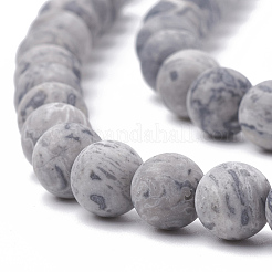 天然地図石/ピカソ石/ピカソジャスパービーズ連売り  艶消し  ラウンド  4mm  穴：1mm  約96個/連  15.5インチ&nbsp;G-T106-220