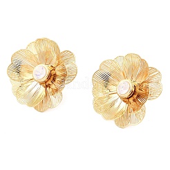 Orecchini a bottone in ottone e vetro&nbsp;EJEW-F391-06G-01