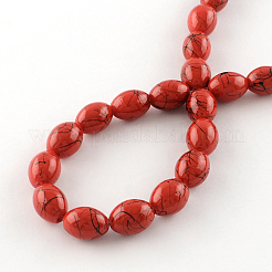 Строковые стеклянные бусины с обжиговой росписью в нитях GLAD-S080-8x11-83