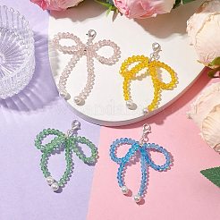 4 pezzo di perle con conchiglia bowknot e decorazioni pendenti in vetro&nbsp;HJEW-TA00201