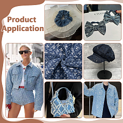 ポリコットンパイル繊維  デニム繊維  服装アクセサリー  プルシアンブルー  1500x0.9mm&nbsp;AJEW-WH0481-659