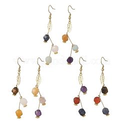 Boucles d'oreilles pendantes creuses en acier inoxydable chirurgical 316 et pierres précieuses pour femmes&nbsp;EJEW-JE07505