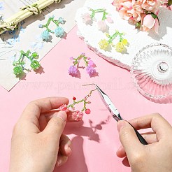 6 шт. подвески в виде ландышей из двухцветного стеклянного бисера ручной работы&nbsp;SEED-CJ0001-25