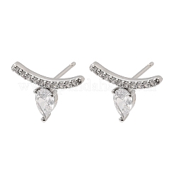 Boucles d'oreilles en laiton avec zircone cubique de micro pave&nbsp;EJEW-G471-14P-01