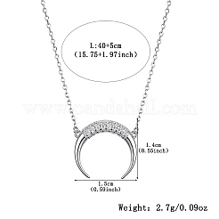 925 серебряное ожерелье с подвеской в виде полумесяца/двойного рога из прозрачного кубического циркония с микропаве для женщин SF8600-2