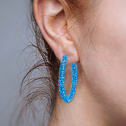 9 пара двухцветных сверкающих серег-колец из смолы с литой шпилькой для женщин&nbsp;EJEW-FI0002-13