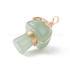 Подвески из медной проволоки с натуральным зеленым авантюрином PALLOY-TA00006-02
