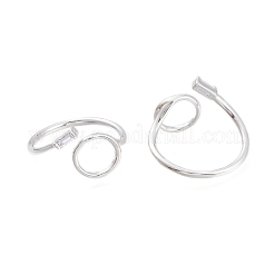 Латунные кольца из манжеты с прозрачным цирконием RJEW-F103-05-P