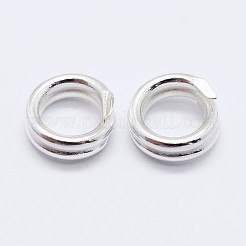 スターリングシルバーのスプリット丸カン 925 個  ダブルループ丸カン  丸い輪  銀  8x2mm  内径：6mm&nbsp;STER-F036-01S-1x8mm