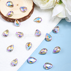 Cabochons en verre avec strass de dos avec point&nbsp;RGLA-OC0001-30