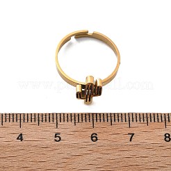 女性用304ステンレススチール調節可能リング  ゴールドカラー  サボテン  内径：17mm  サボテン：11x7mm&nbsp;RJEW-F169-01G-05