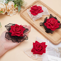 4 Stück 2 Farben Seidenstoff Rose Spitze Handfesseln&nbsp;DIY-HY0002-34