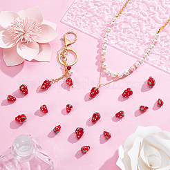 Ручной работы Lampwork 3 d клубника шарики&nbsp;LAMP-UN0001-02