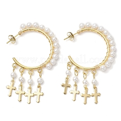2 par de pendientes colgantes de perlas de concha cruzada de 2 colores&nbsp;EJEW-JE06185