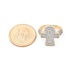 Кольца-манжеты для пальцев с микропаве из прозрачных кубических цирконий из латуни для женщин RJEW-C116-01G