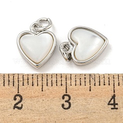 Подвески-сердечки из натуральной ракушки и латуни с кольцами-прыгунами KK-P275-09P