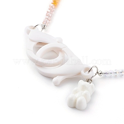 Персонализированные радужные гальванические ожерелья со стеклянными бусинами NJEW-JN03410-05