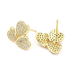 Pendientes de tuerca de circonita cúbica transparente con micro pavé de latón chapado en rack para mujer&nbsp;EJEW-M260-10G