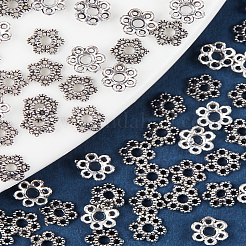 450 шт. 6-лепестковые колпачки для бусин в виде цветка из сплава в тибетском стиле&nbsp;TIBE-LP0001-02