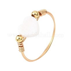 Натуральная пресноводная ракушка с кольцами из медной проволоки RJEW-JR00956