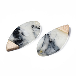 Pendentifs en résine transparente et bois de noyer&nbsp;RESI-T035-27-A01