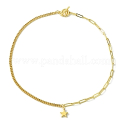 Colliers à pendentif en laiton avec chaînes gourmettes et trombones&nbsp;NJEW-JN04608-03