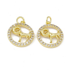 Echte 18 Karat vergoldete Messing Micro Pave klare Zirkonia Anhänger&nbsp;KK-E068-VB409-1