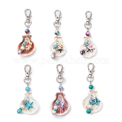 Подвеска в виде морской звезды из натуральной ракушки и синтетической бирюзы&nbsp;HJEW-JM03641-01