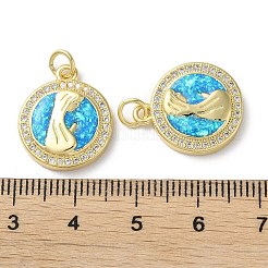 Латунные микропаве прозрачные подвески с фианитом&nbsp;KK-C045-05G